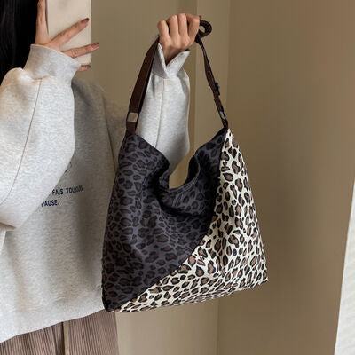 Leopard Contrast Adjustable Strap Shoulder Bag Trendsi