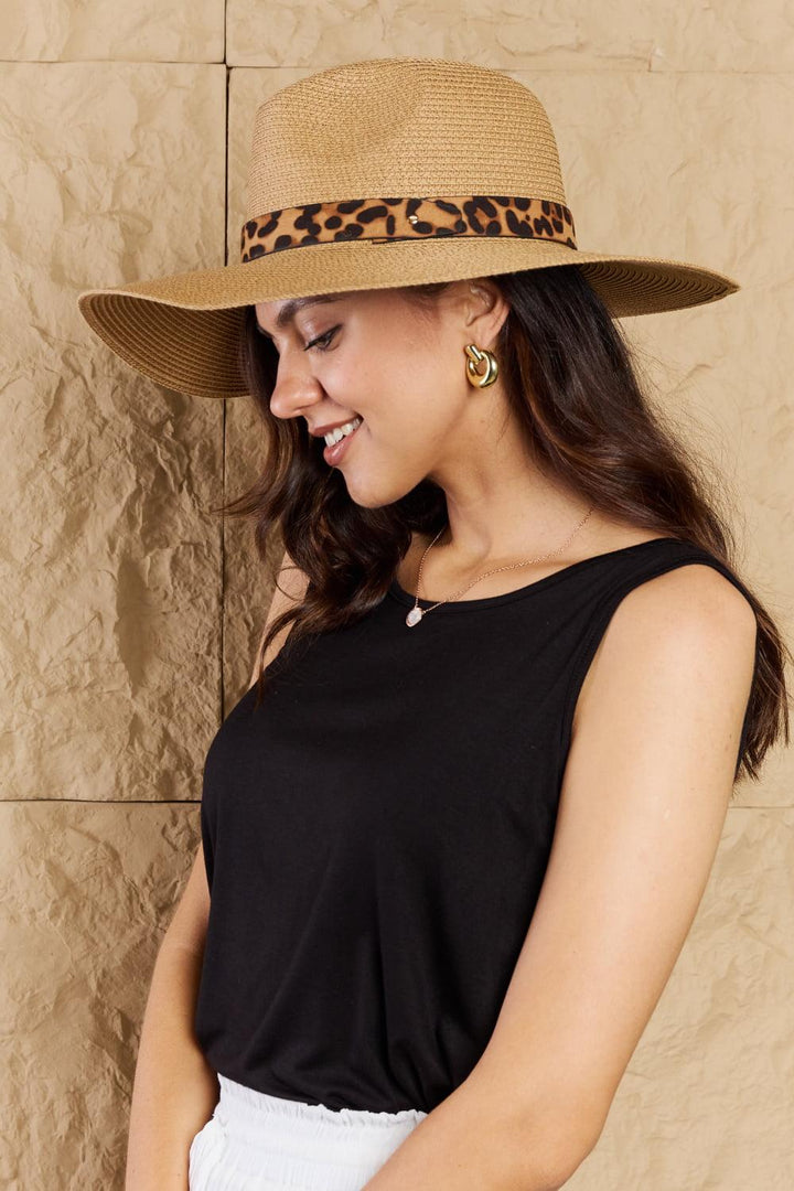 Fame Wild One Leopard Ribbon Straw Hat - Super Amazing Store