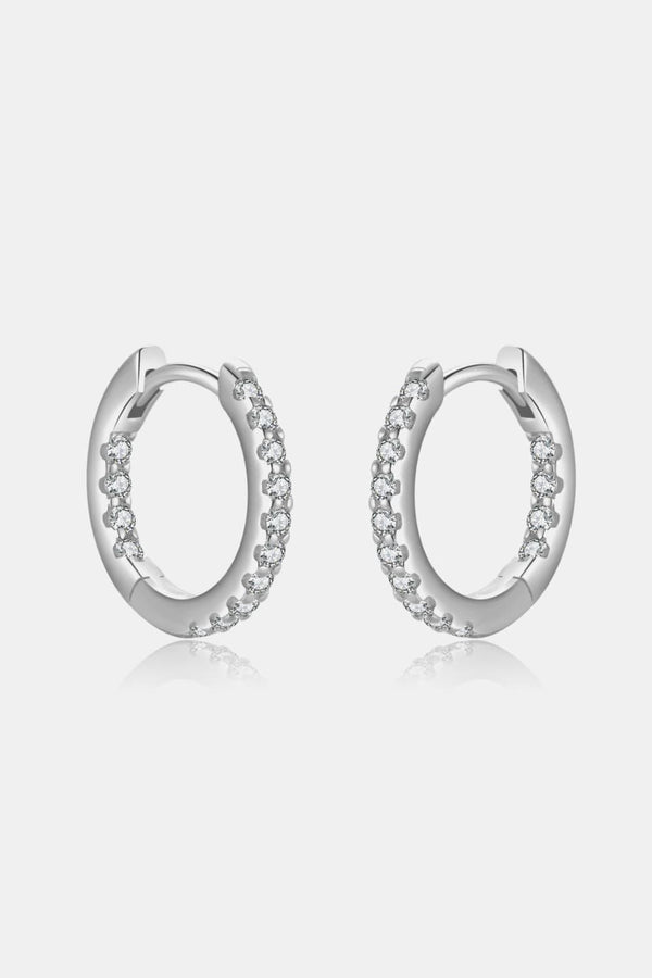 Inlaid Zircon 925 Sterling Silver Huggie Earrings - Super Amazing Store