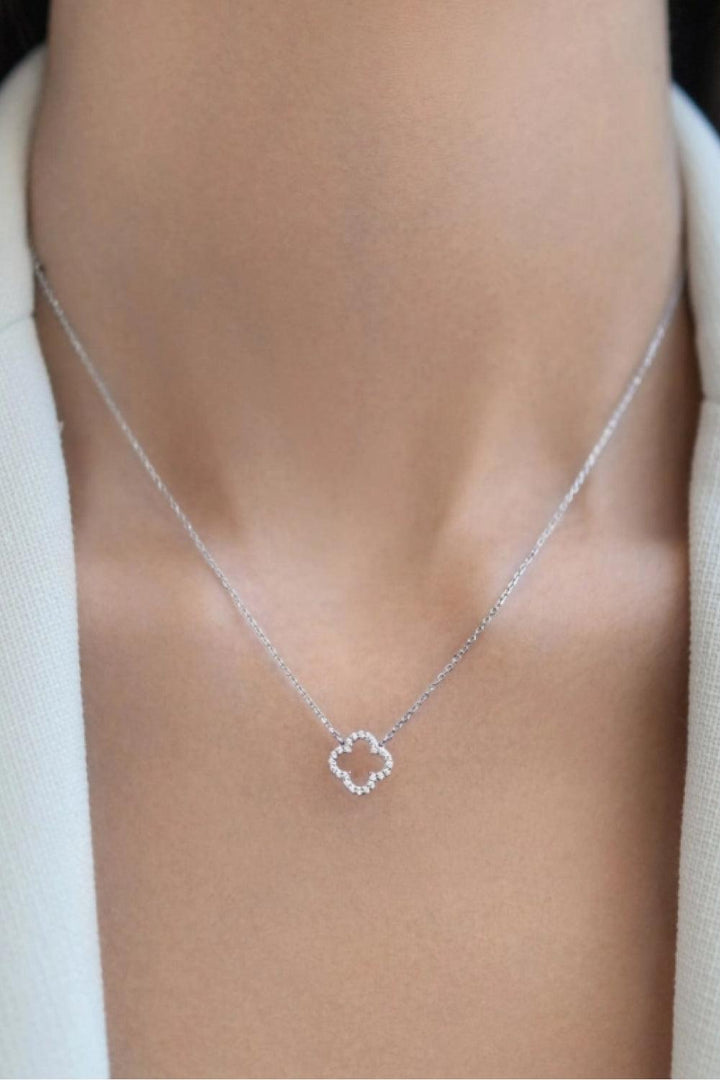 Inlaid Cubic Zirconia 925 Sterling Silver Necklace - Super Amazing Store