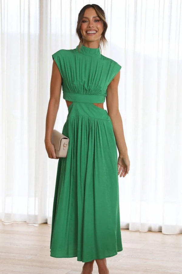 Cutout Mock Neck Sleeveless Dress Trendsi