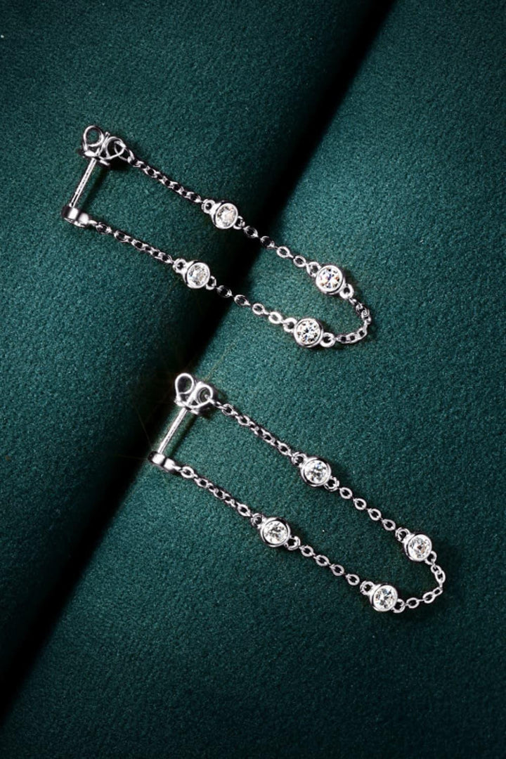 1 Carat Moissanite 925 Sterling Silver Chain Earrings - Super Amazing Store