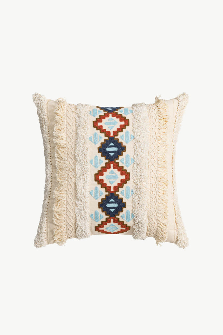 Embroidered Fringe Detail Decorative Throw Pillow Case - Super Amazing Store