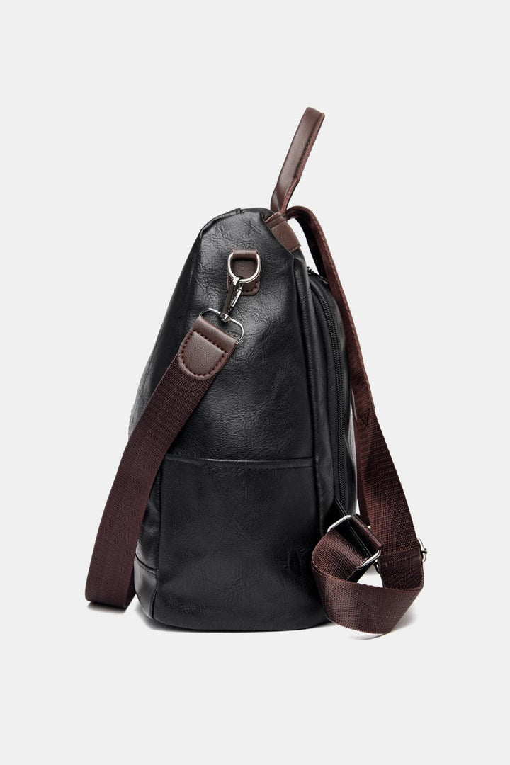 Contrast Color PU Leather Backpack - Super Amazing Store