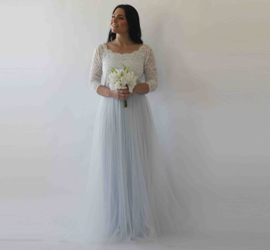 Curvy  Off-Shoulder Two Colors Wedding Dress #1134 - Super Amazing Store