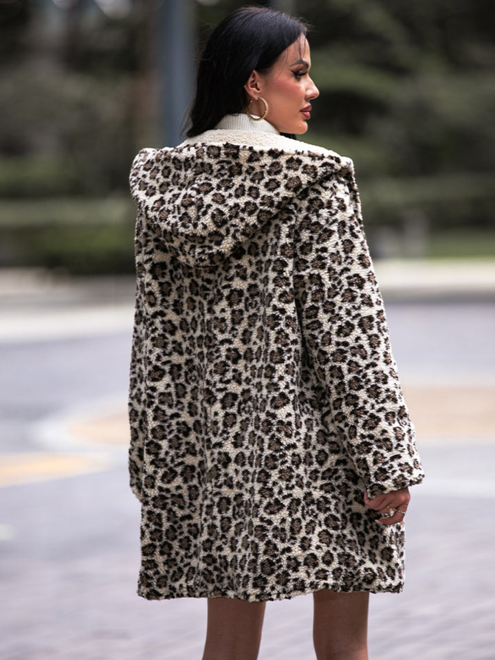 Leopard Hooded Coat with Pockets - Super Amazing Store