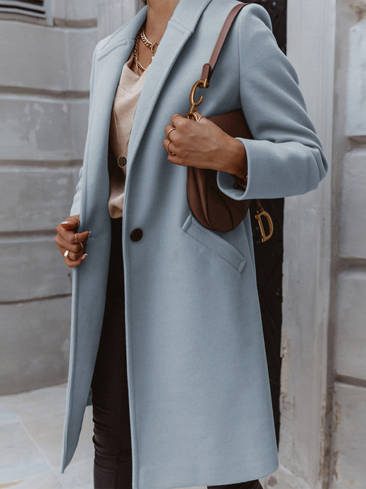 Long Sleeve Longline Coat with Pockets Trendsi