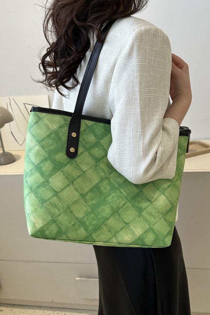 Plaid PU Leather Tote Bag - Super Amazing Store