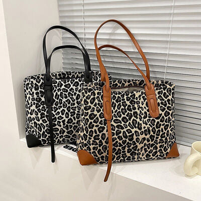 PU Leather Printed Medium Tote Bag Trendsi