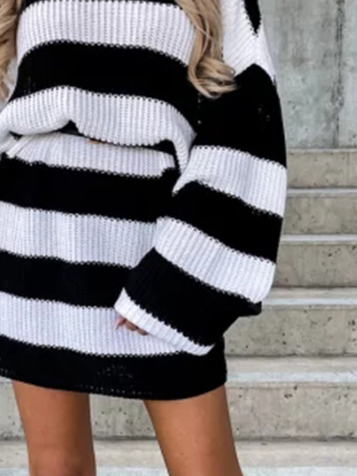 Striped Turtleneck Sweater Dress - Super Amazing Store