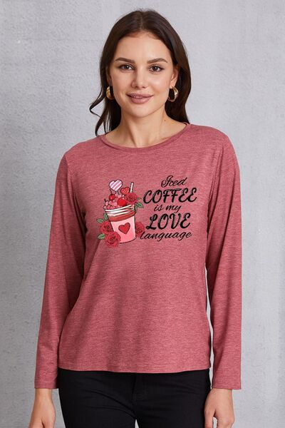 Letter Graphic Round Neck Long Sleeve T-Shirt Trendsi