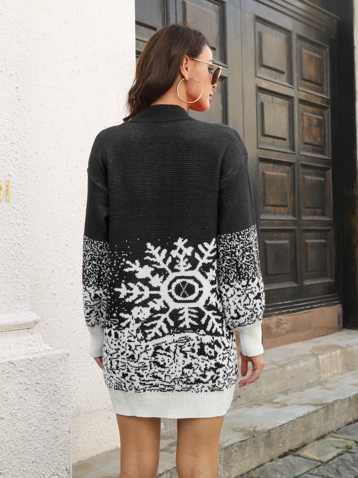 Snowflake Pattern Sweater Dress - Super Amazing Store