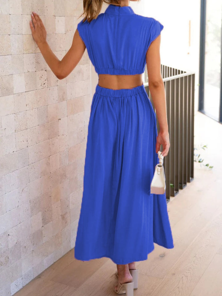 Cutout Mock Neck Sleeveless Dress Trendsi