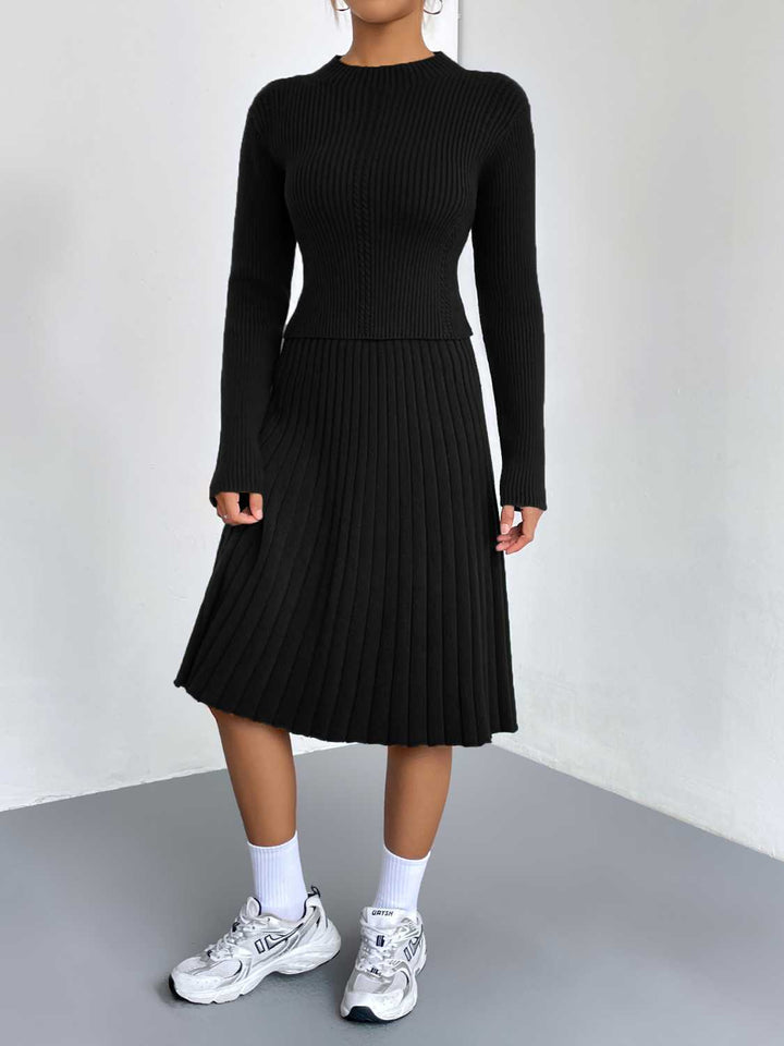 Rib-Knit Sweater and Skirt Set - Super Amazing Store