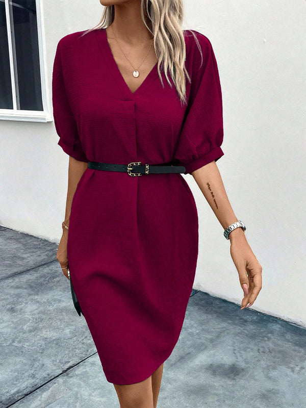 V-Neck Half Sleeve Dress Trendsi