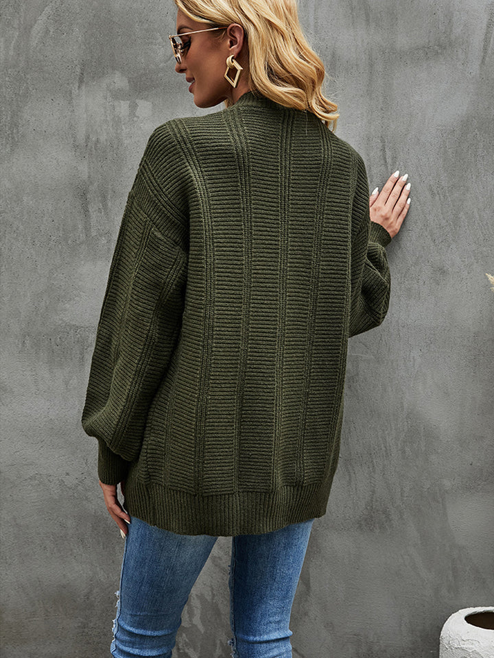 Cable-Knit Dropped Shoulder Cardigan Trendsi