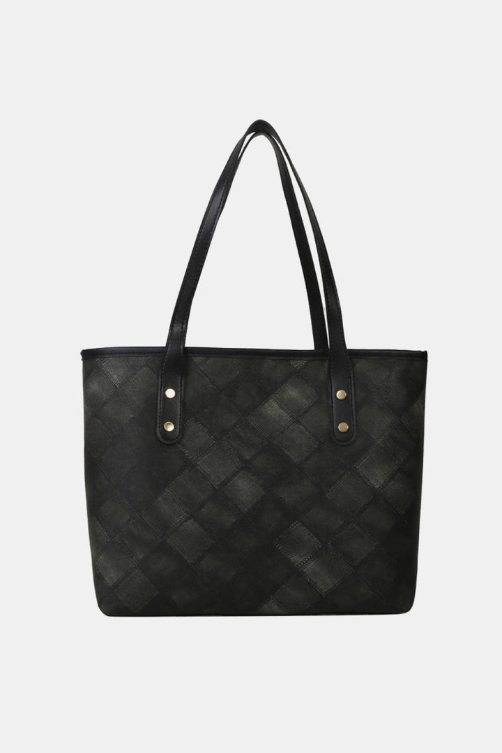 Plaid PU Leather Tote Bag - Super Amazing Store