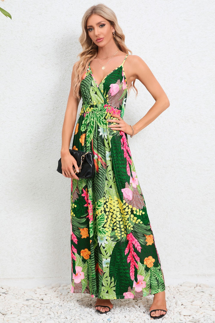 Printed Surplice Maxi Cami Dress Trendsi