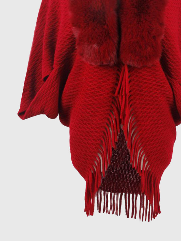 Open Front Fringe Hem Poncho - Super Amazing Store