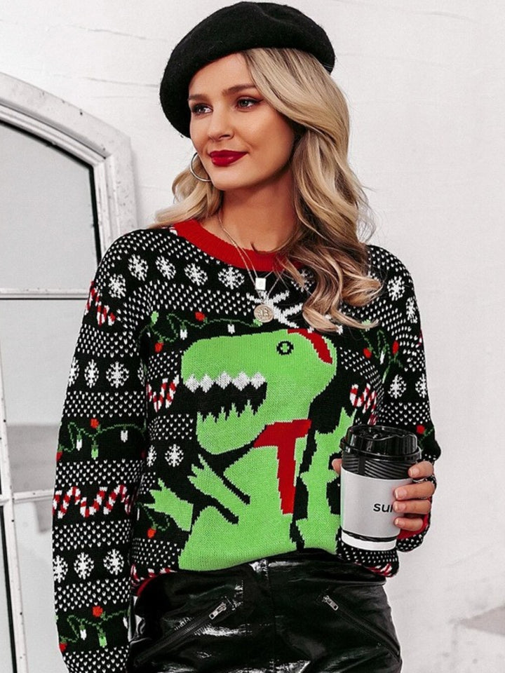 Christmas Round Neck Sweater Trendsi