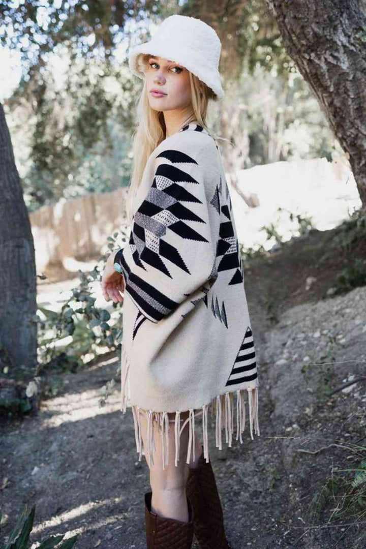 Leto Muir Woods Geometric Print Cardigan Trendsi