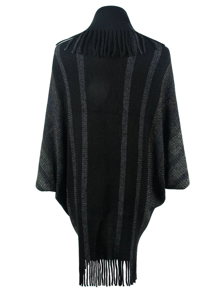 Fringe Detail Open Front Poncho Trendsi