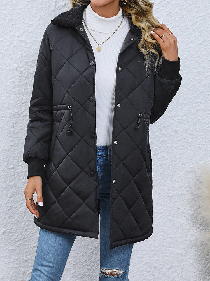 Drawstring Waist Longline Winter Coat Trendsi