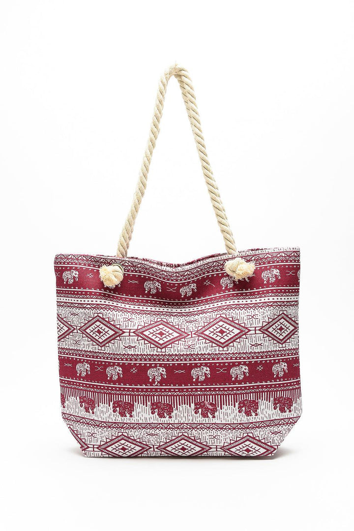 Justin Taylor Printed Tote with Rope Handles - Super Amazing Store