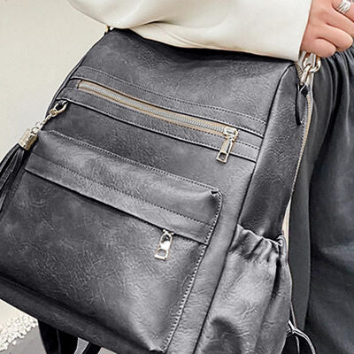 PU Leather Convertible Backpack Trendsi