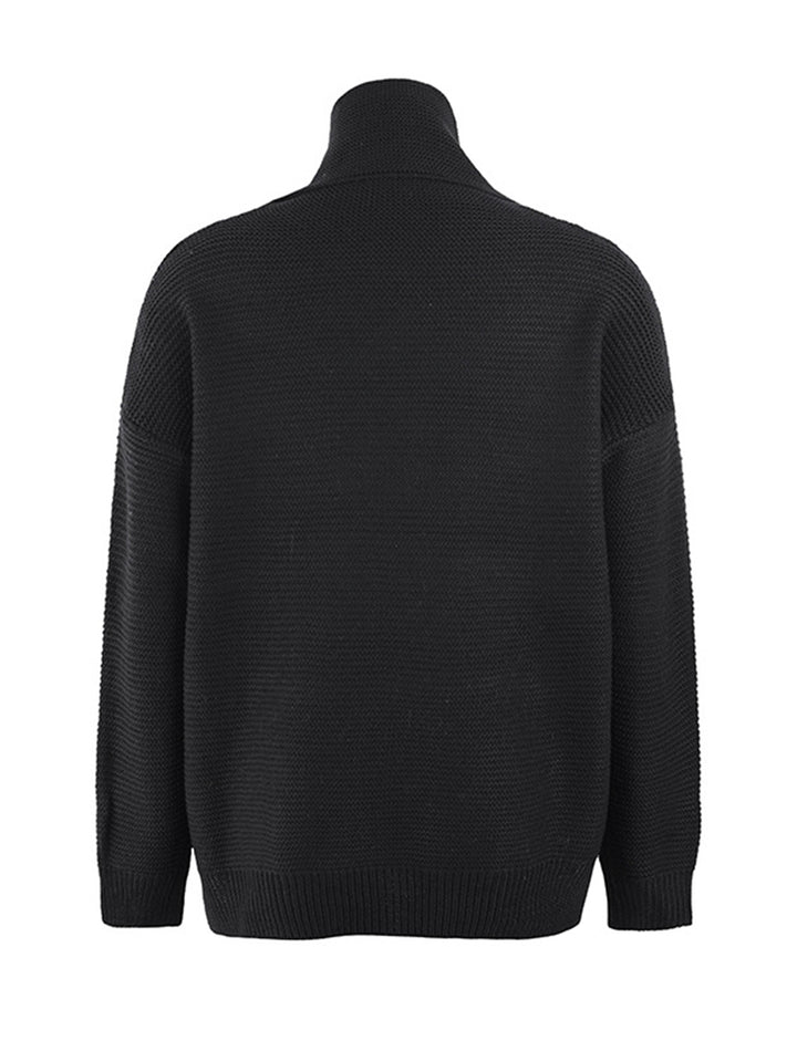 Turtleneck Dropped Shoulder Slit Sweater - Super Amazing Store