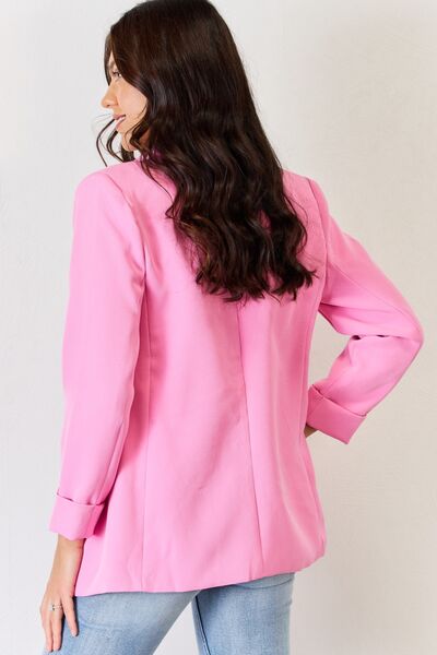 Zenana Open Front Long Sleeve Blazer Trendsi