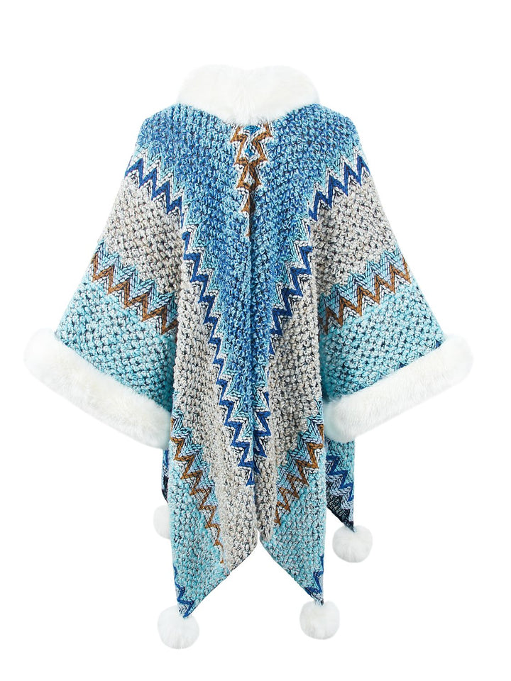 Color Block Open Front Poncho Trendsi