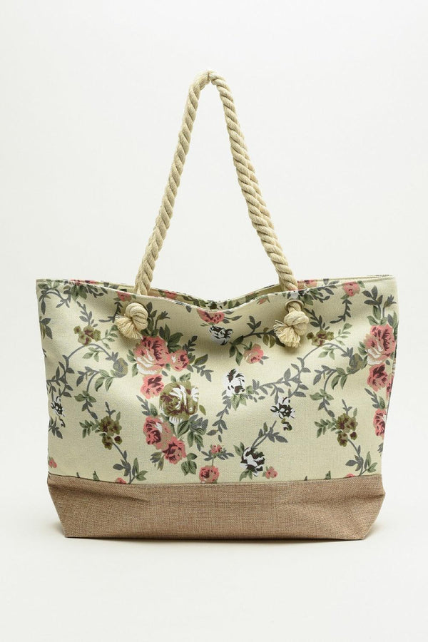 Justin Taylor Floral Rope Handle Tote - Super Amazing Store