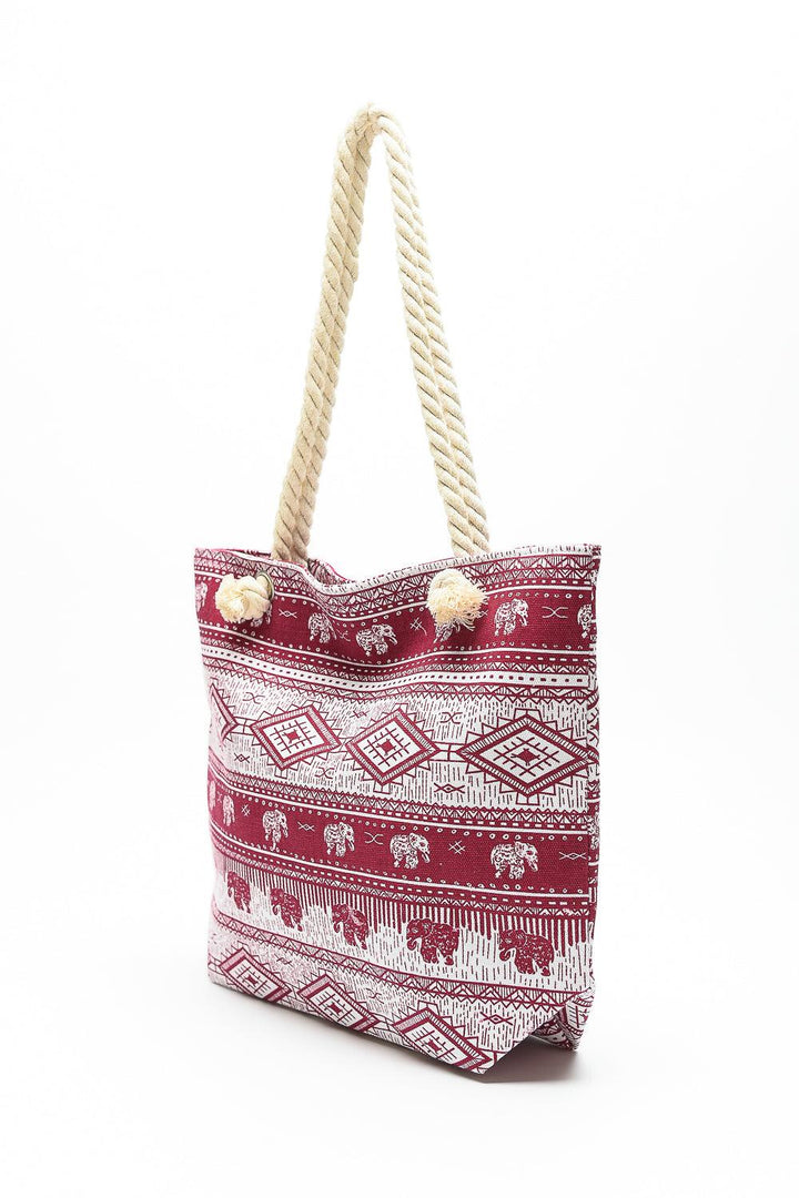 Justin Taylor Printed Tote with Rope Handles - Super Amazing Store