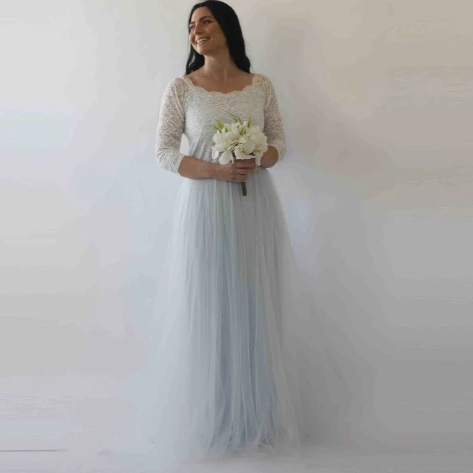 Curvy  Off-Shoulder Two Colors Wedding Dress #1134 - Super Amazing Store