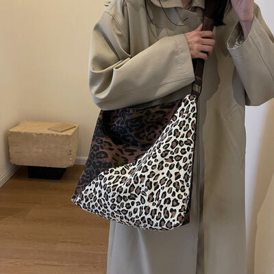 Leopard Contrast Adjustable Strap Shoulder Bag Trendsi