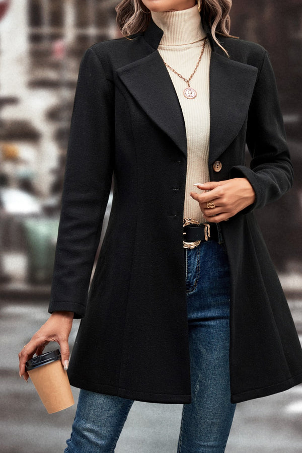 Lapel Collar Button Down Coat Trendsi