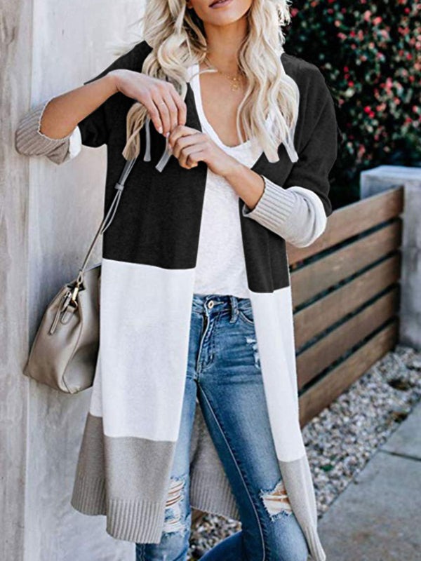 Color Block Open Front Longline Cardigan Trendsi