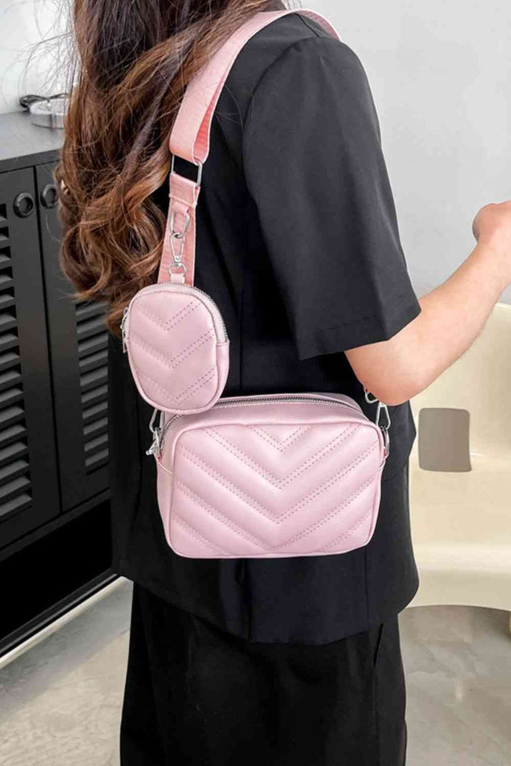 Adored PU Leather Shoulder Bag with Small Purse Trendsi