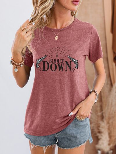 SIMMER DOWN Round Neck Short Sleeve T-Shirt Trendsi