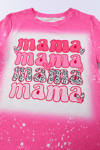 MAMA Round Neck Short Sleeve T-Shirt Trendsi