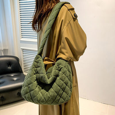 Corduroy Medium Shoulder Bag Trendsi