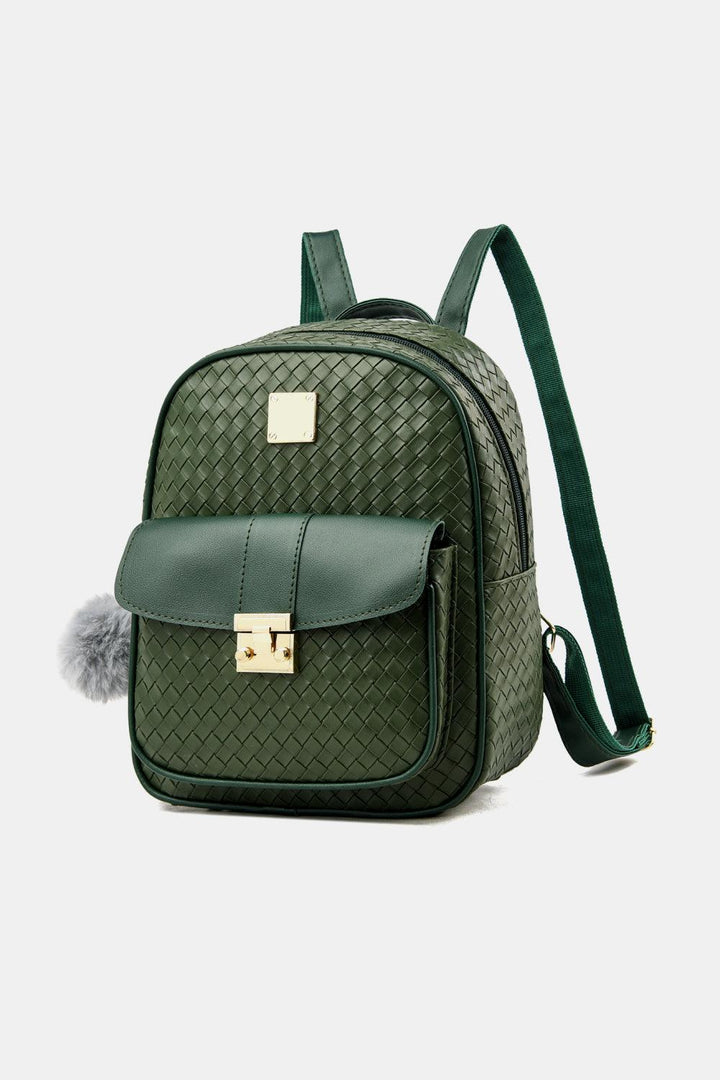 PU Leather Backpack with Pom-Pom Pendant - Super Amazing Store