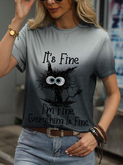 Plus Size IT'S FINE I'M FINE EVERYTHING IS FINE Round Neck T-Shirt Trendsi