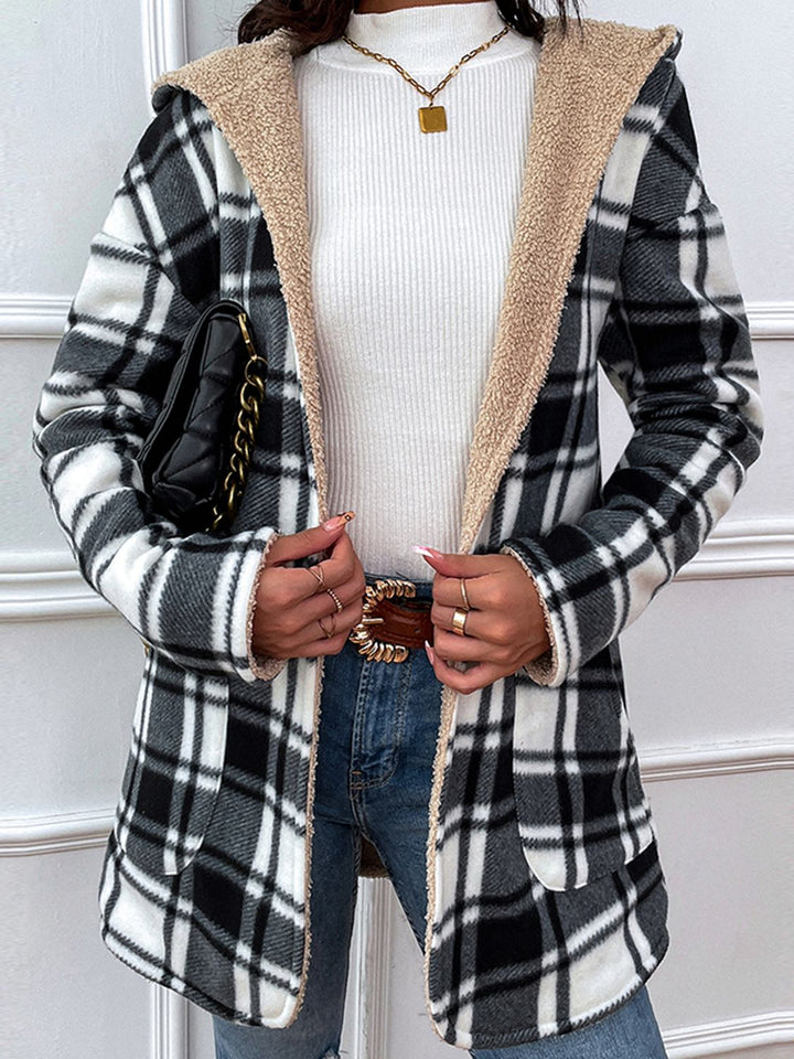 Plaid Hooded Longline Coat - Super Amazing Store