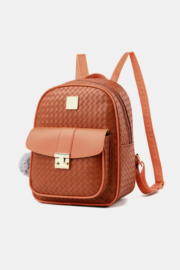 PU Leather Backpack with Pom-Pom Pendant - Super Amazing Store