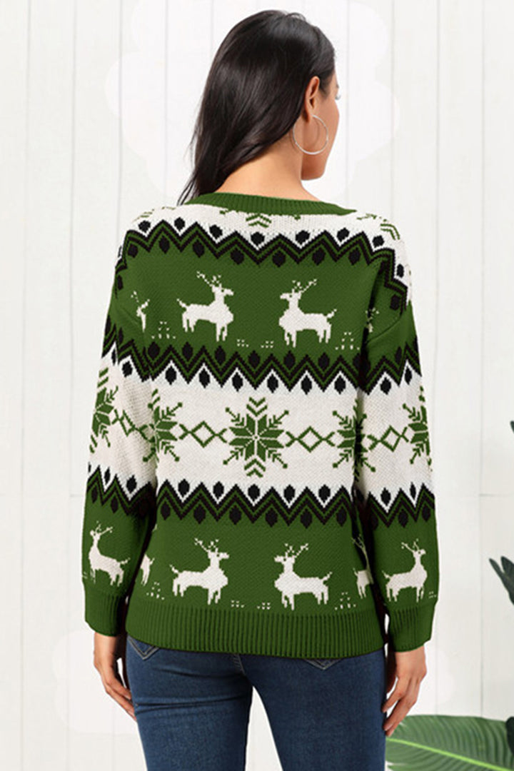 Reindeer Round Neck Sweater - Super Amazing Store