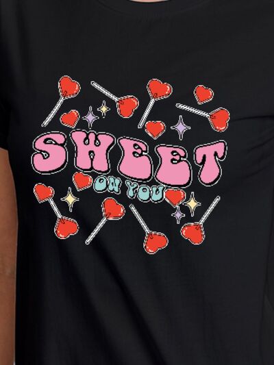 SWEET ON YOU Round Neck Short Sleeve T-Shirt Trendsi