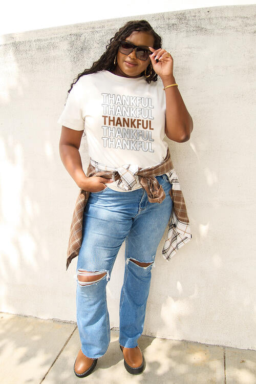 Simply Love Full Size THANKFUL Short Sleeve T-Shirt Trendsi