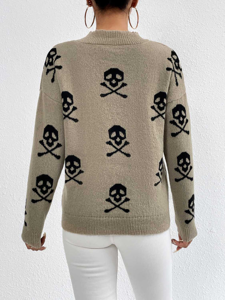 Patterned Drop Shoulder Sweater - Super Amazing Store